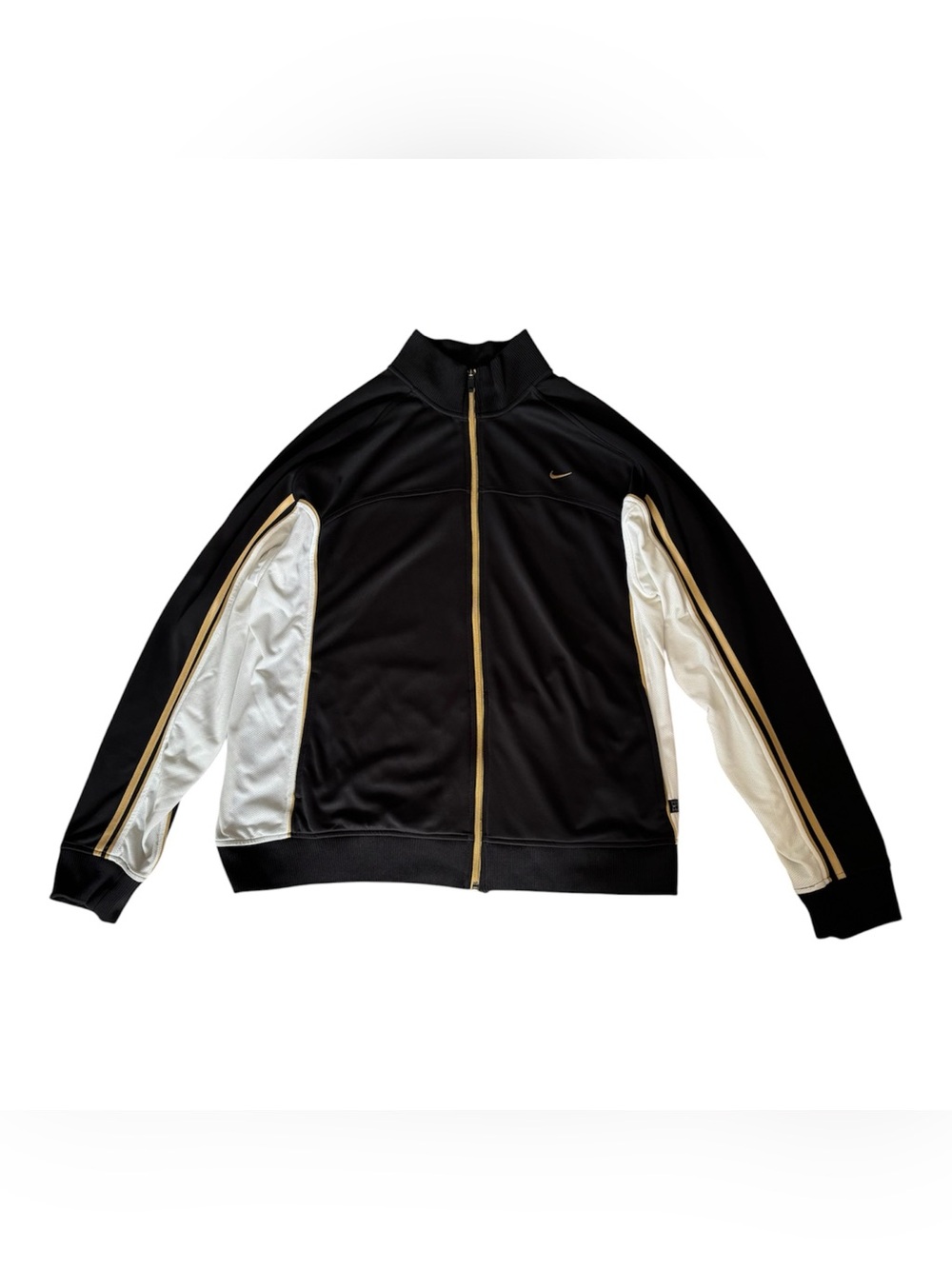 Nike Jacket Mens 2XL Black Gold Full Zip Tennis Court Track Warm Up Y2K VTG